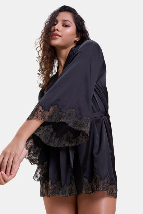 Mysthelle Super Comfy Satin Robe - Ella Black — image 4